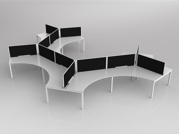 Axis 12x Users 120 Degree Workspace Layout with Screens