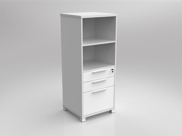 Axis White Tower Bookcase Storage with Drawer Insert