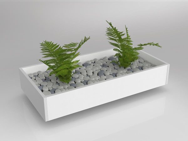 Axis/Anvil White Planter Box for Tambour Storage for Artificial Plants