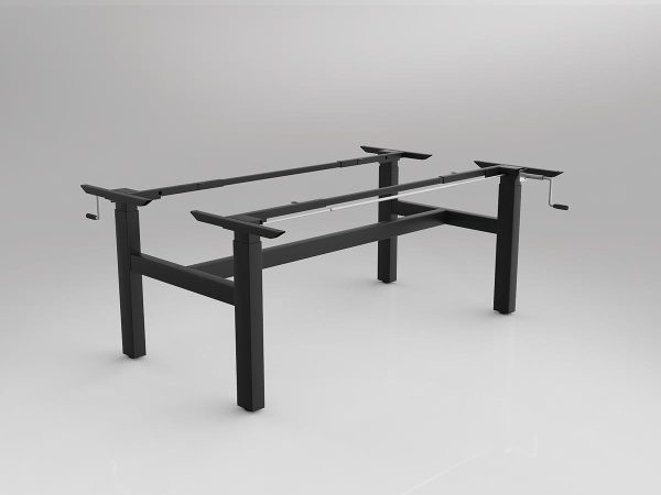 Agile Winder Desking Frame Black Shared Doublesided with Two Worktops