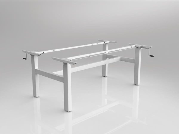 Agile Winder Desking Frame White Shared Doublesided with Two Worktops
